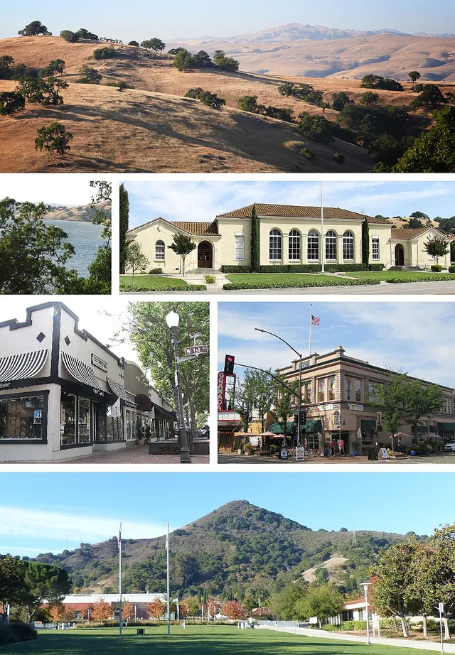 Montage of Morgan Hill, California Photos gathered from: photo a (b1) Anderson lake (own work) b2 c1 c2 , d