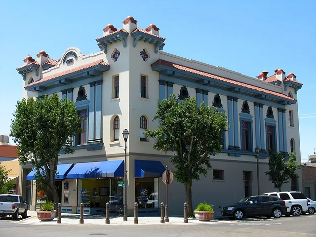 The Knights of Pythias Building in Newman, CA, built 1910 and designed by W.H. Weeks.