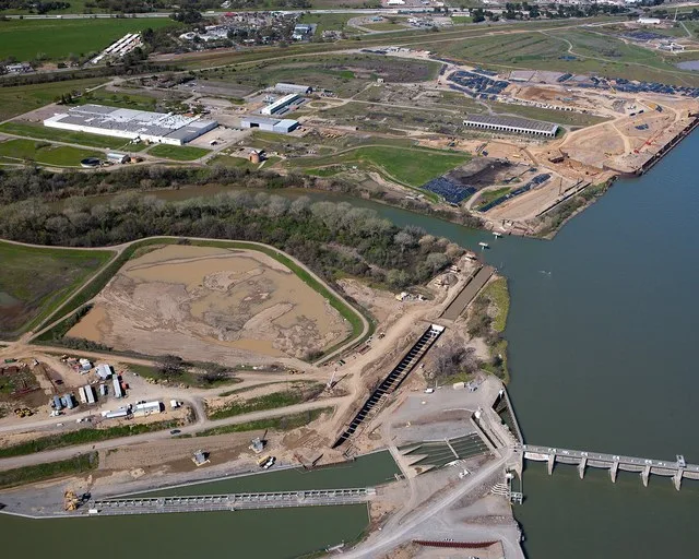 Red Bluff Diversion Dam, on the Sacramento River about 2 miles southeast of Red Bluff, California, diverts water from the Sacramento River to the Corning and Tehama-Colusa Canals...