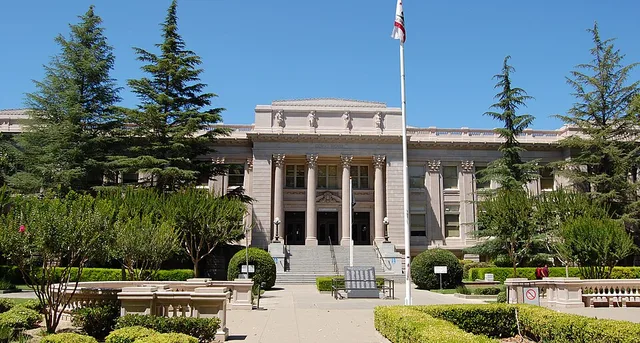 The Yolo County Courthouse in Woodland, California. This building is on the National Register of Historic Places.