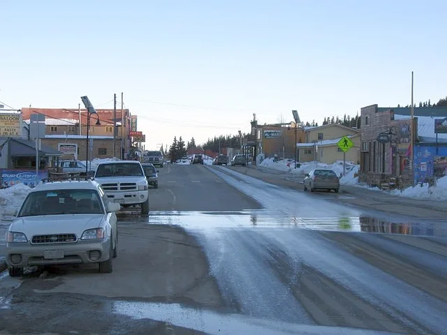 Main street, Alma, Colorado, in the late afternoon sunlight.