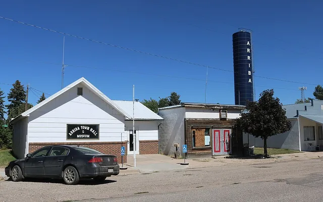 The town hall of Arriba, Colorado in Lincoln County . The town hall and museum is located at 711 Front Street in Arriba.