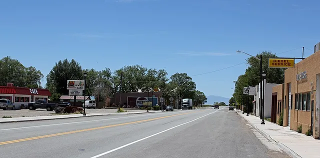 The main street (US Highway 160) in Blanca, Colorado.