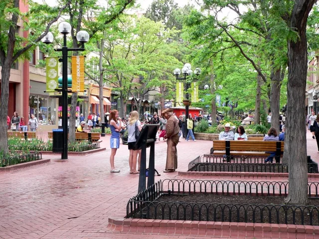 Pearl Street Mall in downtown Boulder, Colorado in 2009.