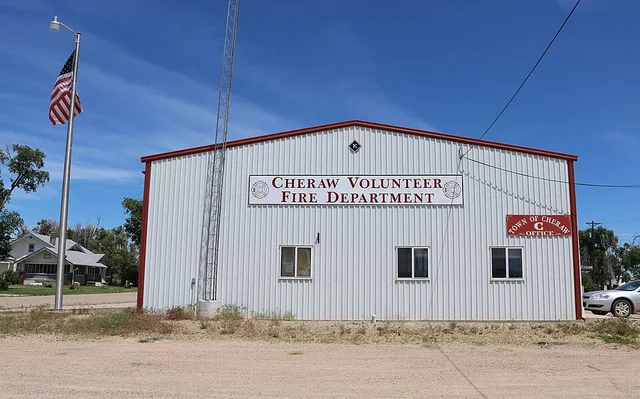 The volunteer fire department and town office of Cheraw, Colorado, located at 220 Railroad Avenue in Cheraw, Colorado.