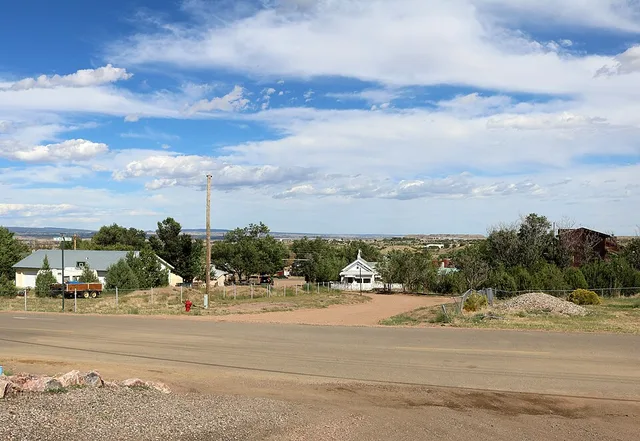 A view of Coal Creek, in Fremont County, Colorado. The view is looking east-northeast across Main Street from the front steps of the town hall at 615 Main Street.