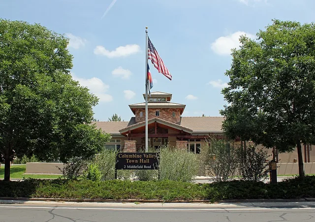 The town hall (city hall) of Columbine Valley, Colorado. It is located at 2 Middlefield Road in Columbine Valley, Colorado.