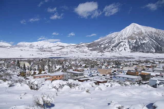 The town of Crested Butte with Mt. Crested Butte behind it.