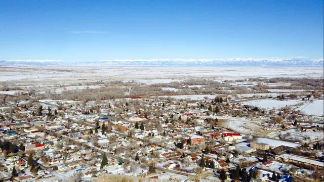 The town of Del Norte from Lookout Mountain, looking eastward towards the Sangre de Cristo range. Taken on a hike up to the summit of Lookout Mountain, also called 'D' Mountain by...