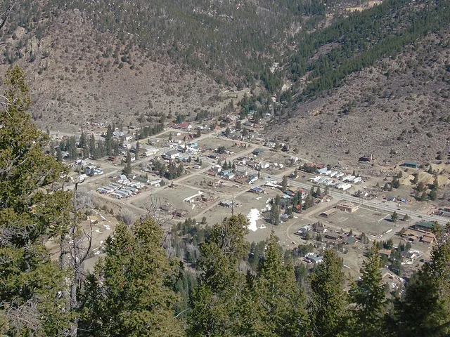 Empire, Colorado cityscape as seen from the summit of Douglas Mountain.