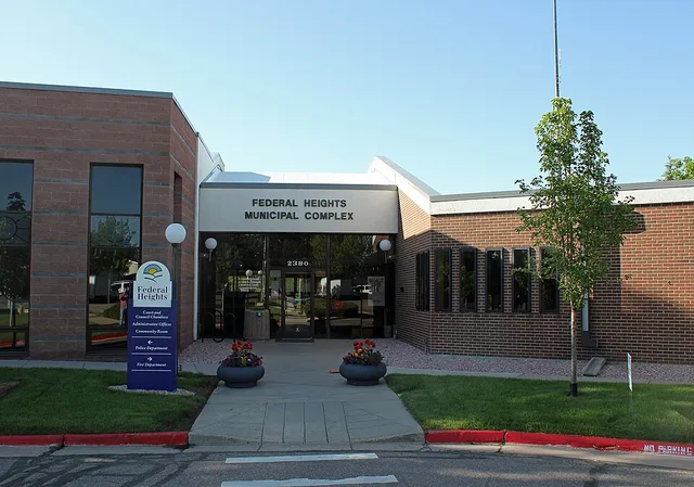 The Federal Heights Municipal Complex (city hall), located at 2380 W. 90th Avenue, Federal Heights, Colorado, 80260.