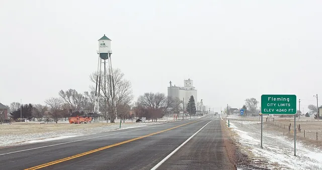 The town of Fleming, Colorado.