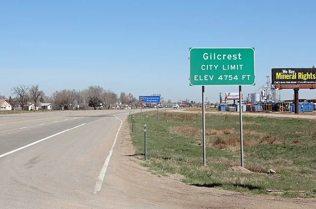 Entering the town of Gilcrest, Colorado from the south on U.S. Route 85.