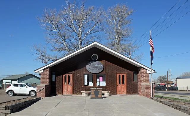 The Hudson, Colorado, Town Hall, located at 557 Ash Street in Hudson, Colorado.