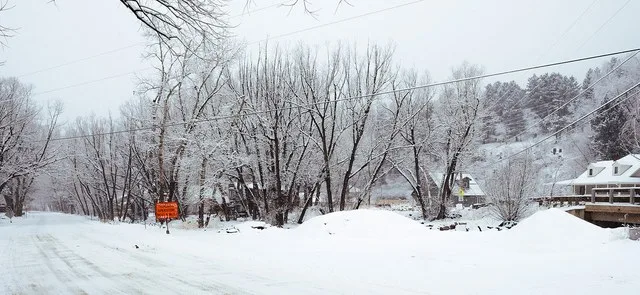 A view from Mill street looking over Little James Creek towards Main Street