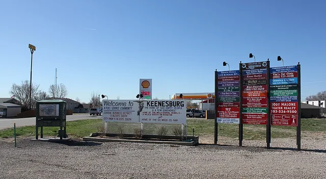 Signs located in the center of Keenesburg, Colorado.
