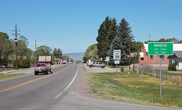 Main Street in the town of Manassa, Colorado.