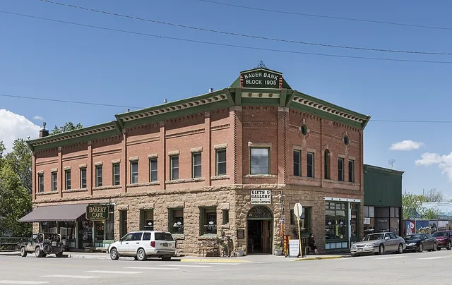 Title: The 1905 Bauer Bank Block commercial building, constructed in Mancos, Colorado, by George Bauer, the town's most prominent banker and businessman Physical description: 1 ph...