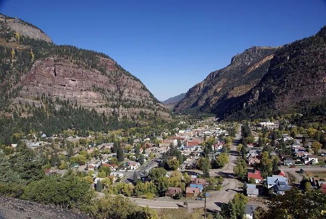 Ouray, Colorado looking north from Highway 550