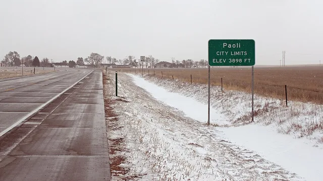 Paoli, Colorado. The view is to the east on U.S. Route 6.