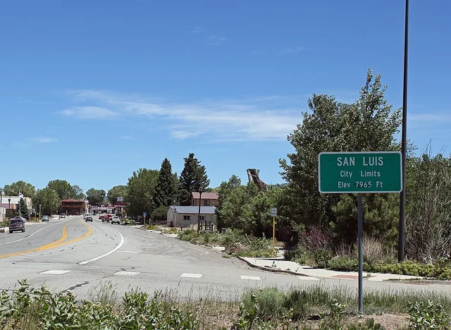 One of the city limit signs in San Luis, Colorado.