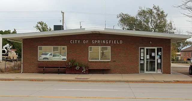 The town hall (city hall) of Springfield, Colorado, located at 748 Main Street.