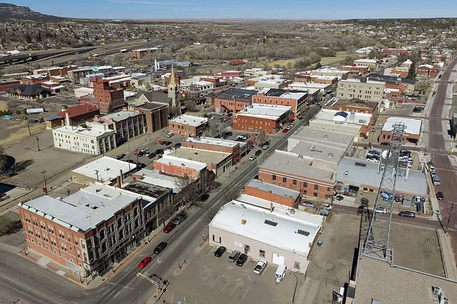 Aerial view of downtown Trinidad, Colorado. It's the most populous municipality in Las Animas County with 8,300 residents.