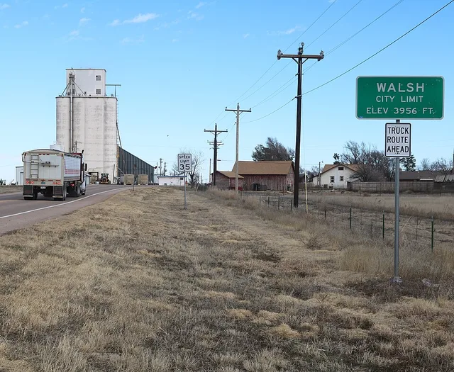 Entering Walsh, Colorado from the west on U.S. Route 160 .