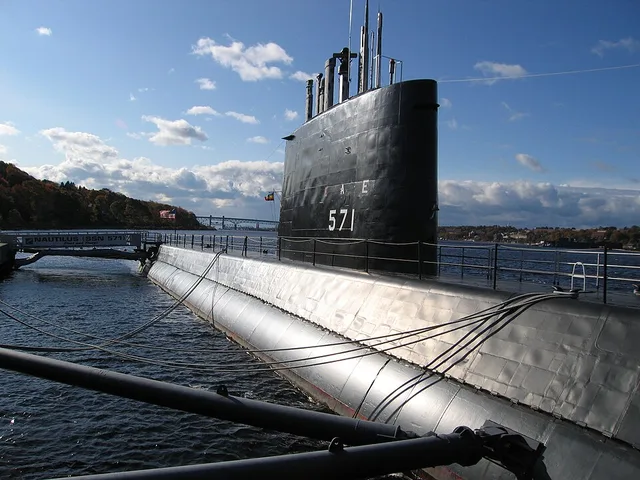 The USS Nautilus permanently docked at the US Submarine Force Museum and Library, Groton, CT