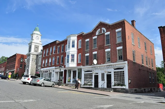 Buildings on West Street, Litchfield, Connecticut, facing the Litchfield Green on the side opposite U.S. 202.