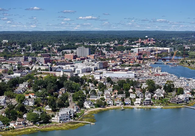 Aerial view of downtown Norwalk, Connecticut