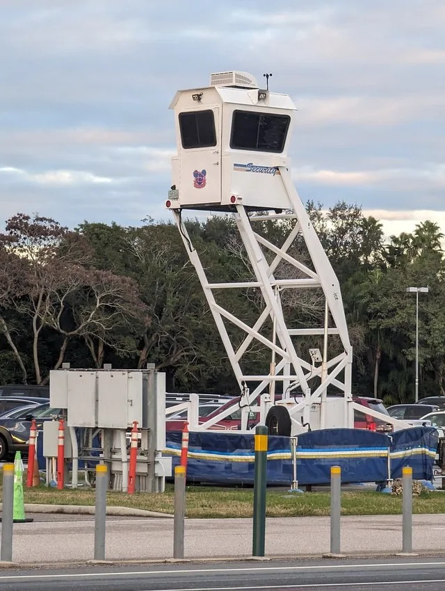 Guard tower, parking lot, Animal Kingdom, Walt Disney World, Bay Lake, Florida, USA