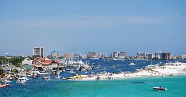 View of Destin, Florida from the Destin Harbor.