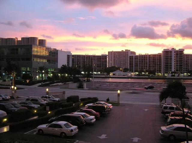 A image of Hallandale Beach, Florida at sunset .