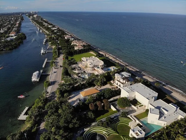 An aerial shot of the Le Palais Royale (the third property from the bottom) in Hillsboro Beach, Florida.