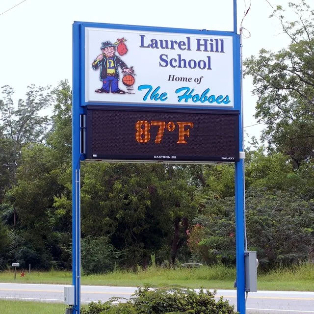 Laurel Hill (FL) School outside sign.