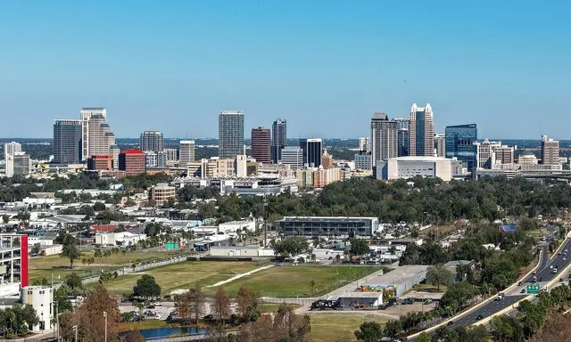 The skyline of downtown Orlando, Florida.