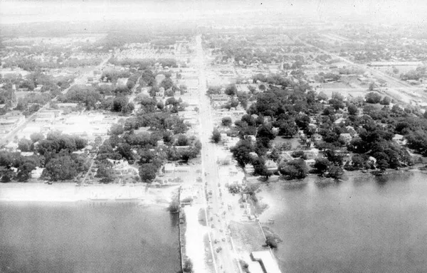 Aerial view of Palmetto and Manatee River - Palmetto, Florida.