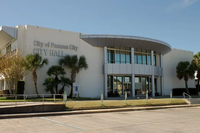 The Panama City, FL City Hall from the main parking lot.