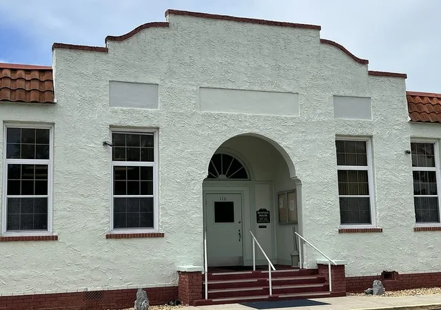 Pierson Town Center, formerly Pierson Elementary School, which was built in 1926 and now houses the Pierson Town Hall and Utilities Department.
