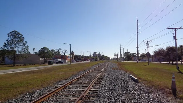 CSX Clearwater Subdivision in Pinellas Park, Florida looking south towards Park Boulevard.