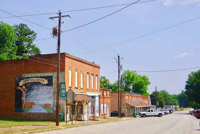 Businesses along Depot Street in Canon, Georgia, United States.