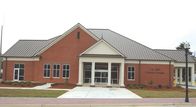 The new city hall in Claxton, Georgia, seat of the city's local government.