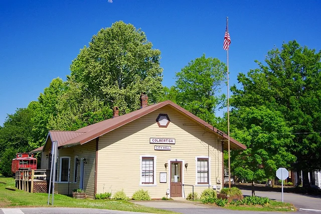 Colbert Depot, now City Hall, in Colbert, Georgia, United States.