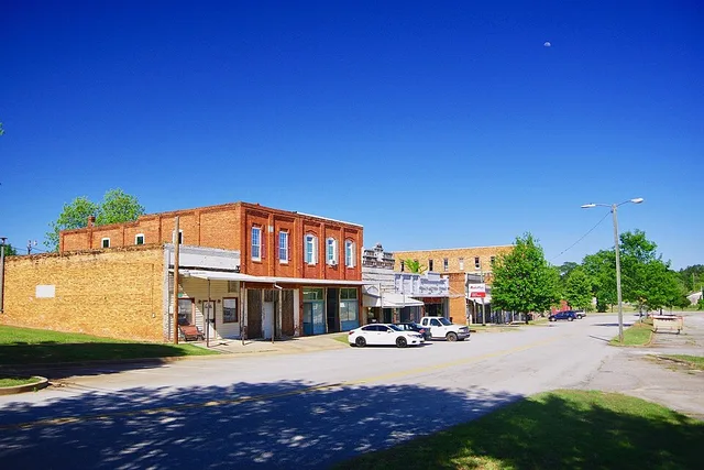 Businesses along North Avenue in Comer, Georgia, United States