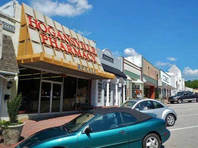This is a photo of E. Main Street in Hogansville, Georgia.