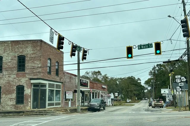 Businesses on Oak Street at Main Street Luthersville, Georgia