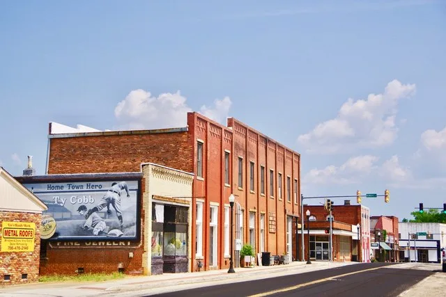Businesses along Church Street (SR 17) in Royston, Georgia, United States.