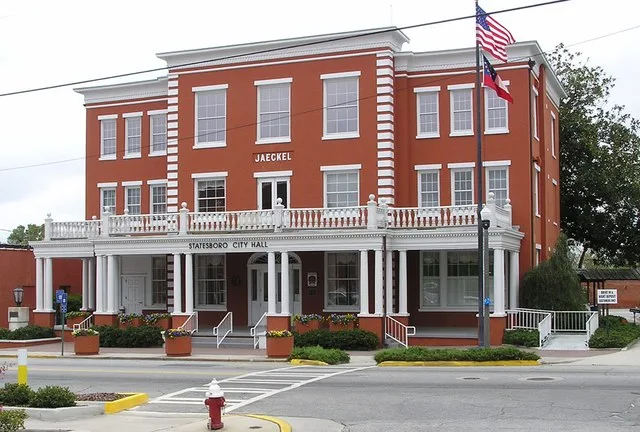 The City Hall building in Statesboro, Georgia, USA. This building was at one time the Jaeckel Hotel but was purchased by the city and renovated as the new city hall. The building...