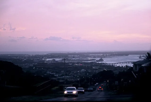 view from Puliki Place in Aiea Heights down to Pearl Harbor